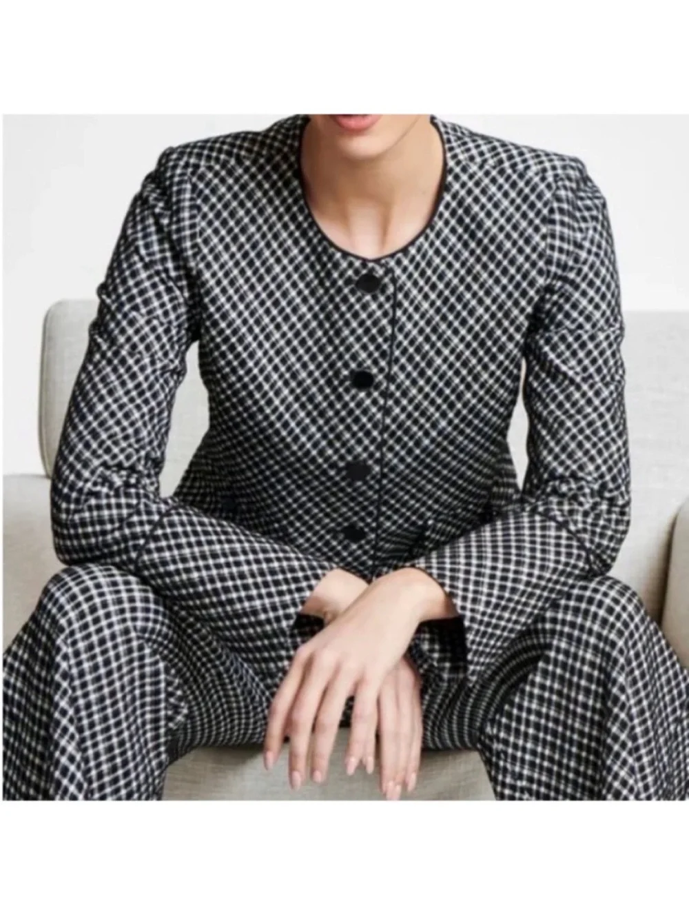 SPANX Small Regular Blazer Ponte Lady Jacket Jacquard in classic black plaid NWT